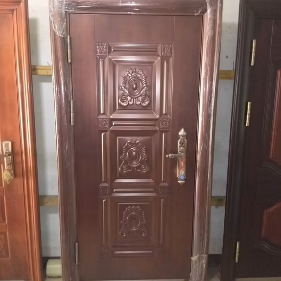 Горячая продажа изготовленная на заказ внешняя главная защитная дверь дизайн безопасная металлическая стальная передняя входная дверь